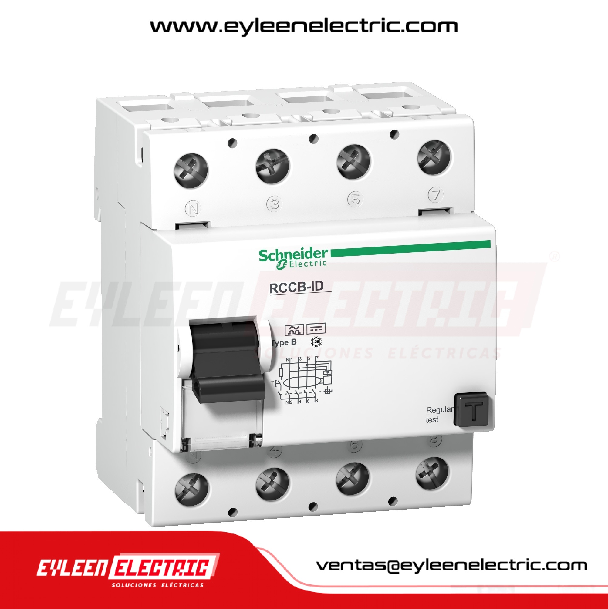 INTERRUPTOR DIFERENCIAL RIEL DIN ACTI9 iIDsi, 4X125A, 300mA, CLASE B-SI