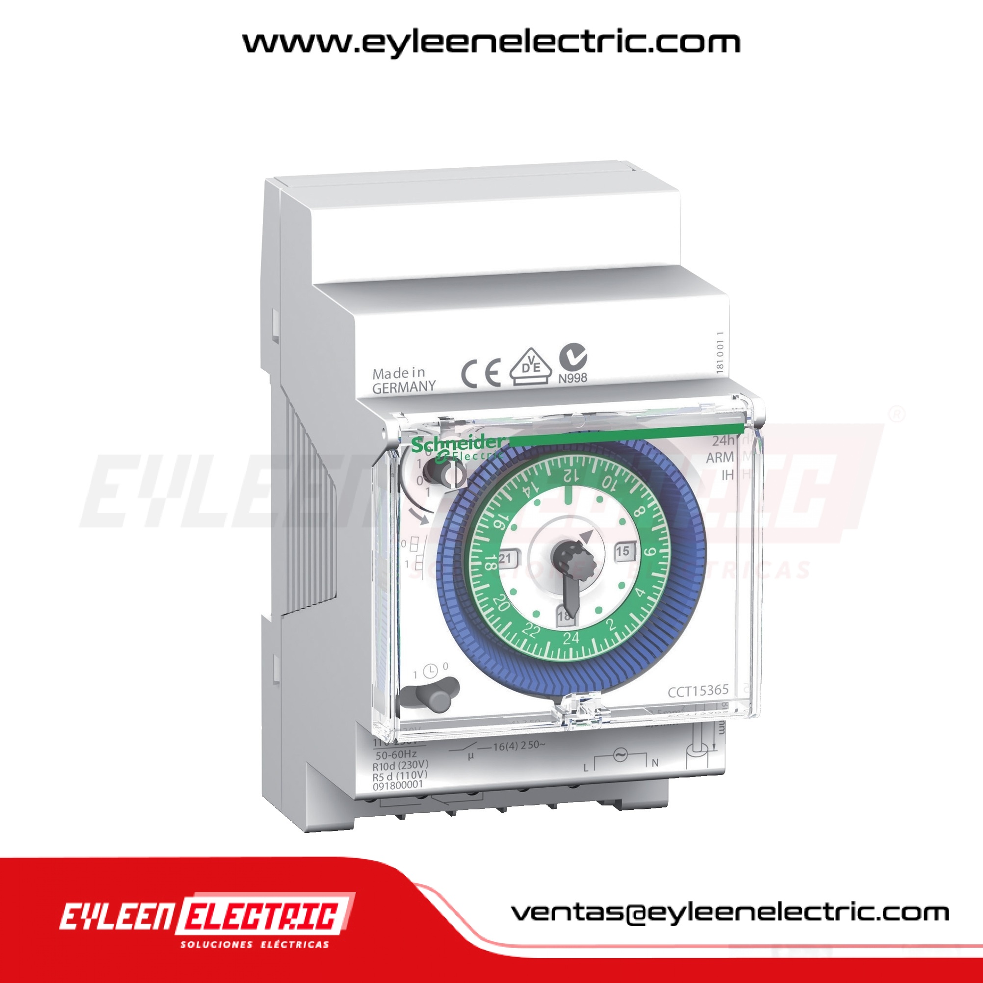 PROGRAMADOR HORARIO ANALÓGICO IH DIARIO 24 HORAS, 230V + - 10%, 50-60HZ, INTERVALO 15 MIN, 16A