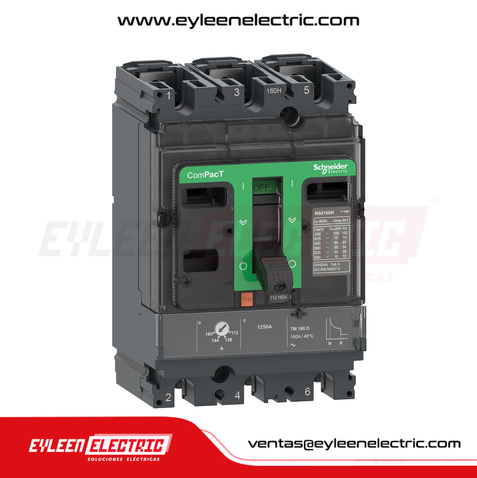 INTERRUPTOR AUTOMÁTICO FIJA REGULAR COMPACT NSX100F, TM100D, 3X(70-100A), 85/36/35kA, 220/380/440VAC