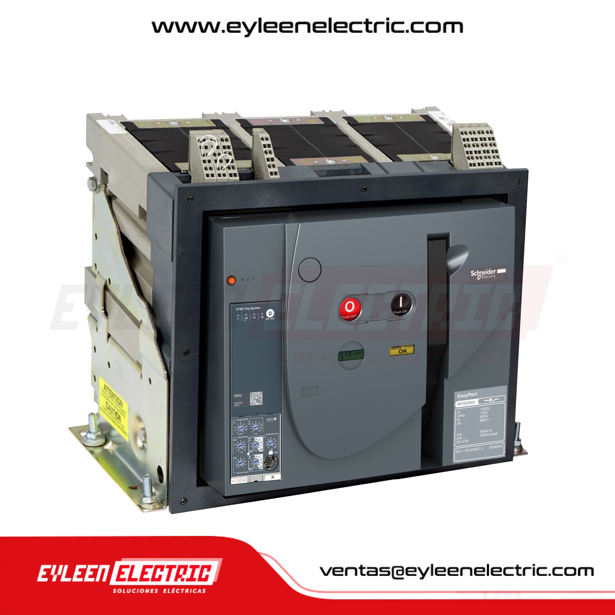 INTERRUPTOR AUTOMÁTICO DE BASTIDOR ABIERTO MVS, Lsig, 3X(1000-2500A), 65/65kA, 220/440VAC