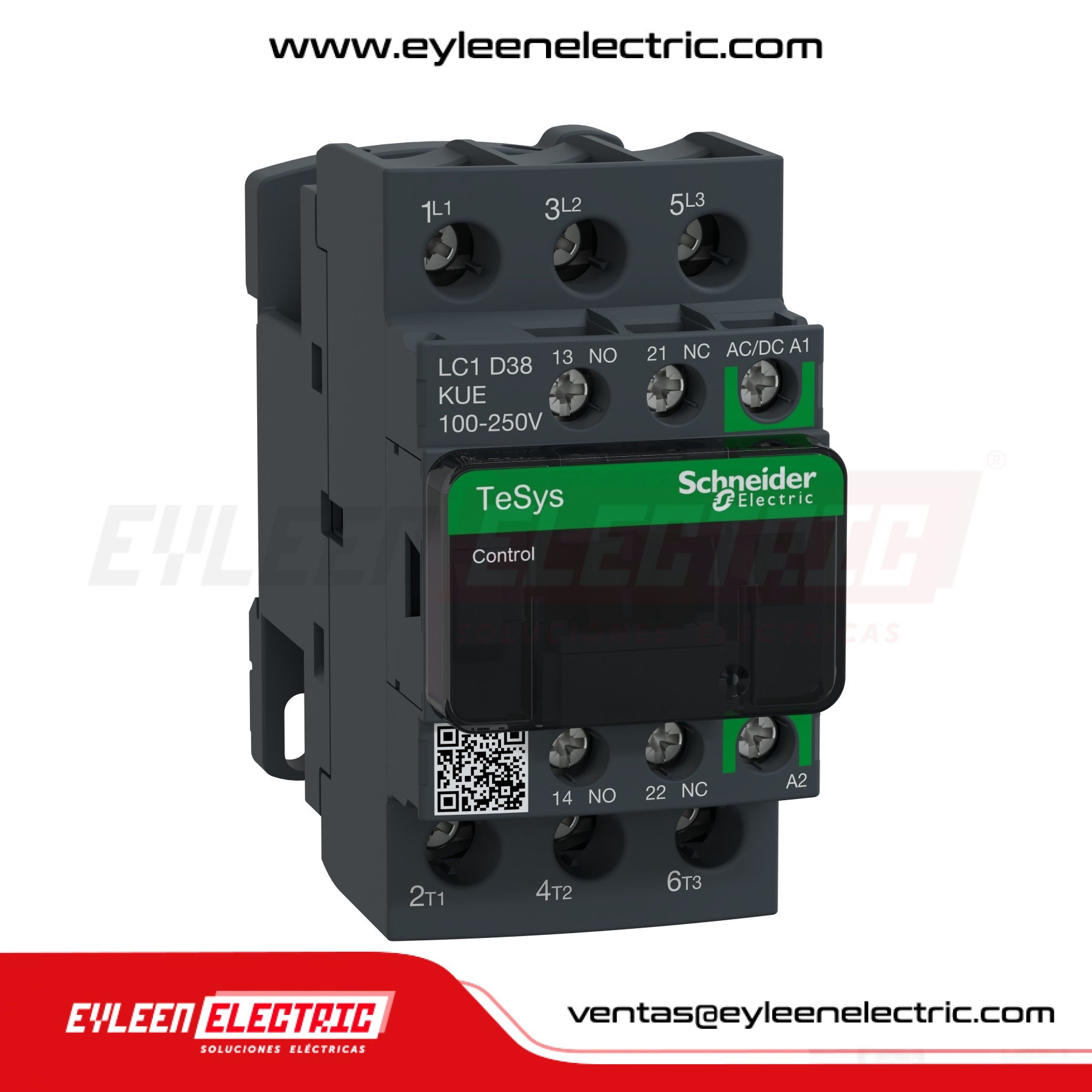CONTACTOR TESYS D GREEN, 38A/AC3 - 50A/AC1, 1NA + 1NC, BOBINA: 100…250 VAC/DC