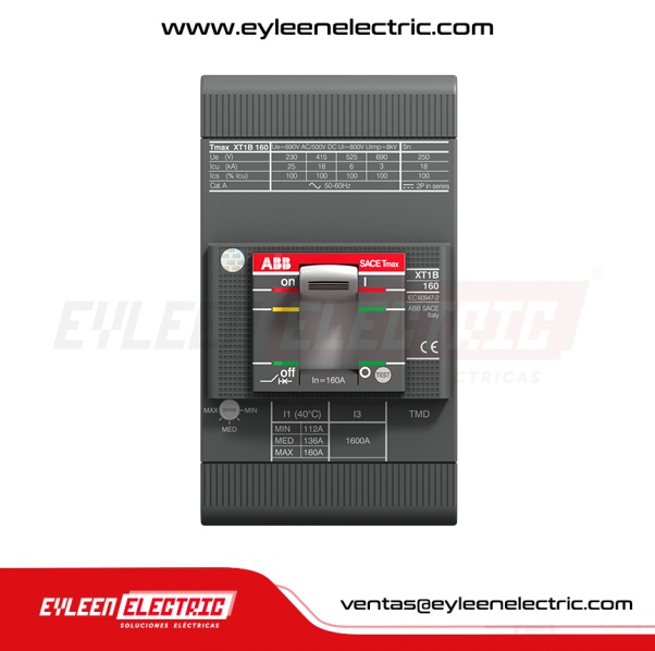 INTERRUPTOR AUTOMÁTICO CAJA MOLDEADA FIJA REGULAR Tmax, 3X(44.1-63A), XT1C 160 TMD 63-630 3p F F, 40/25/25kA, 230/380/440VAC