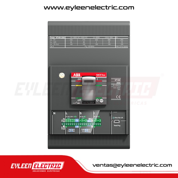 INTERRUPTOR AUTOMÁTICO CAJA MOLDEADA FIJA REGULAR Tmax, 3X250A, XT4N 250 Ekip LS/I In= 250A 3p F F, 0.4-1 x In, Off, 1-10 x In, 65/36/36kA, 240/380/440VAC