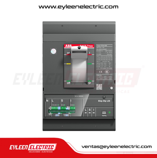 INTERRUPTOR AUTOMÁTICO CAJA MOLDEADA FIJA REGULAR Tmax, 3X400A, XT5S 400 Ekip Dip LS/I In= 400A 3p F F, 0.4-1 x In, Off, 1-10 x In, 85/50/50kA, 240/380/440VAC