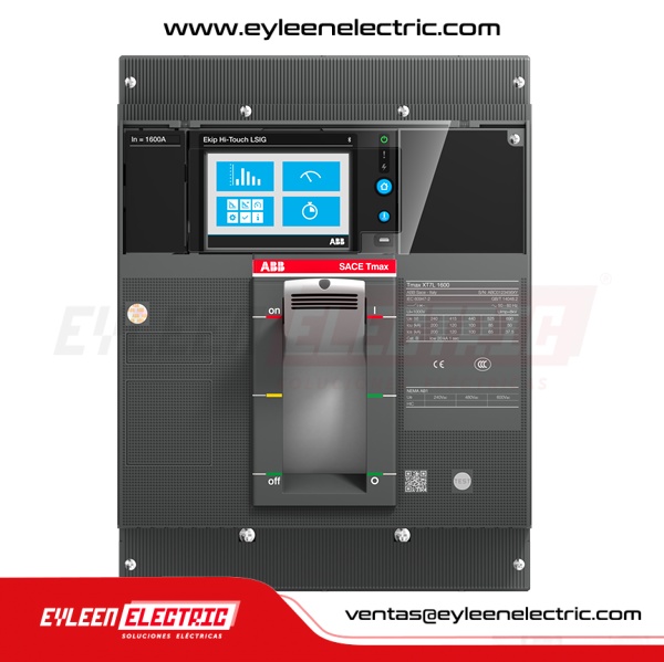 INTERRUPTOR AUTOMÁTICO CAJA MOLDEADA FIJA REGULAR Tmax, 3X1250A, XT7S 1250 Ekip Touch LSI In= 1250A 3p F F, 0.4-1 x In, Off, 1-10 x In, 85/50/50kA, 240/380/440VAC