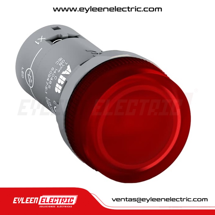 PORTALÁMPARA COMPACTA C/LED INCL. DE 22mm, CL2-502R, ROJO, 24VAC/VDC