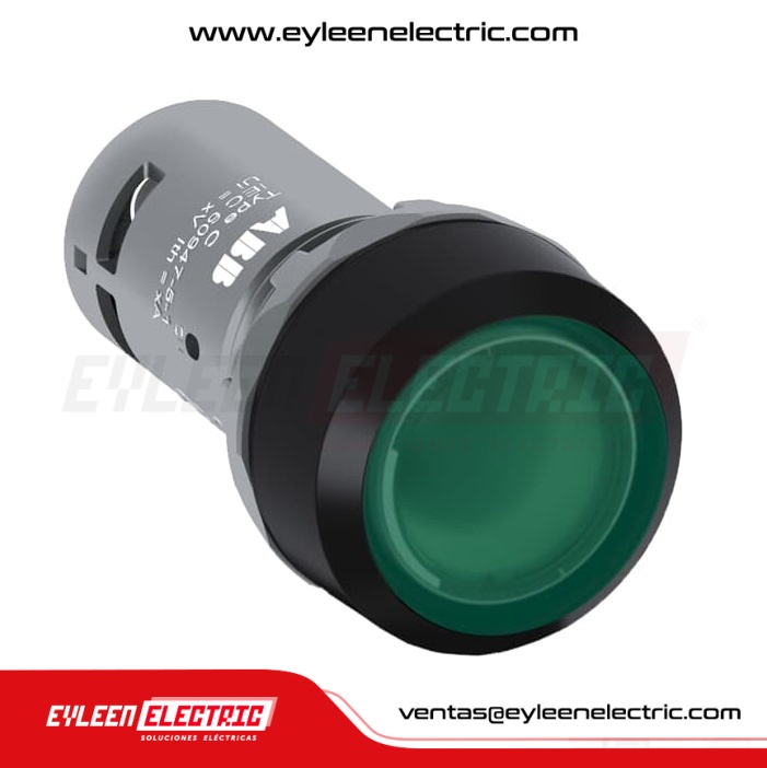 PULSADOR MOMENT. LUM. RASANTE BISEL PLÁSTICO DE 22mm, CP1-12G-10, VERDE, 1NA, 110-130VAC
