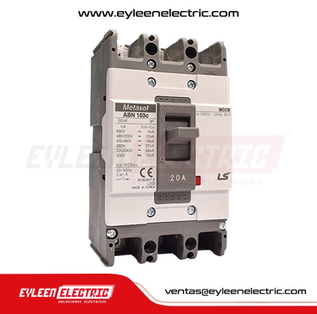INTERRUPTOR DE CAJA MOLDEADA FIJA, 3X20A, ABN103C, 35KA/240V