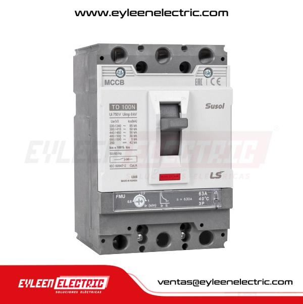 INTERRUPTOR DE CAJA MOLDEADA FIJA REGULAR, 3X(80-100A), TD100N FMU, 85KA/240V