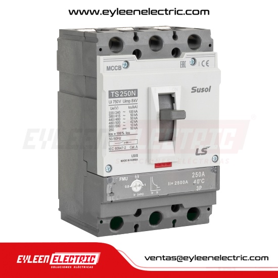 INTERRUPTOR DE CAJA MOLDEADA FIJA REGULAR, 3X(160-200A), TS250N FMU, 100KA/240V