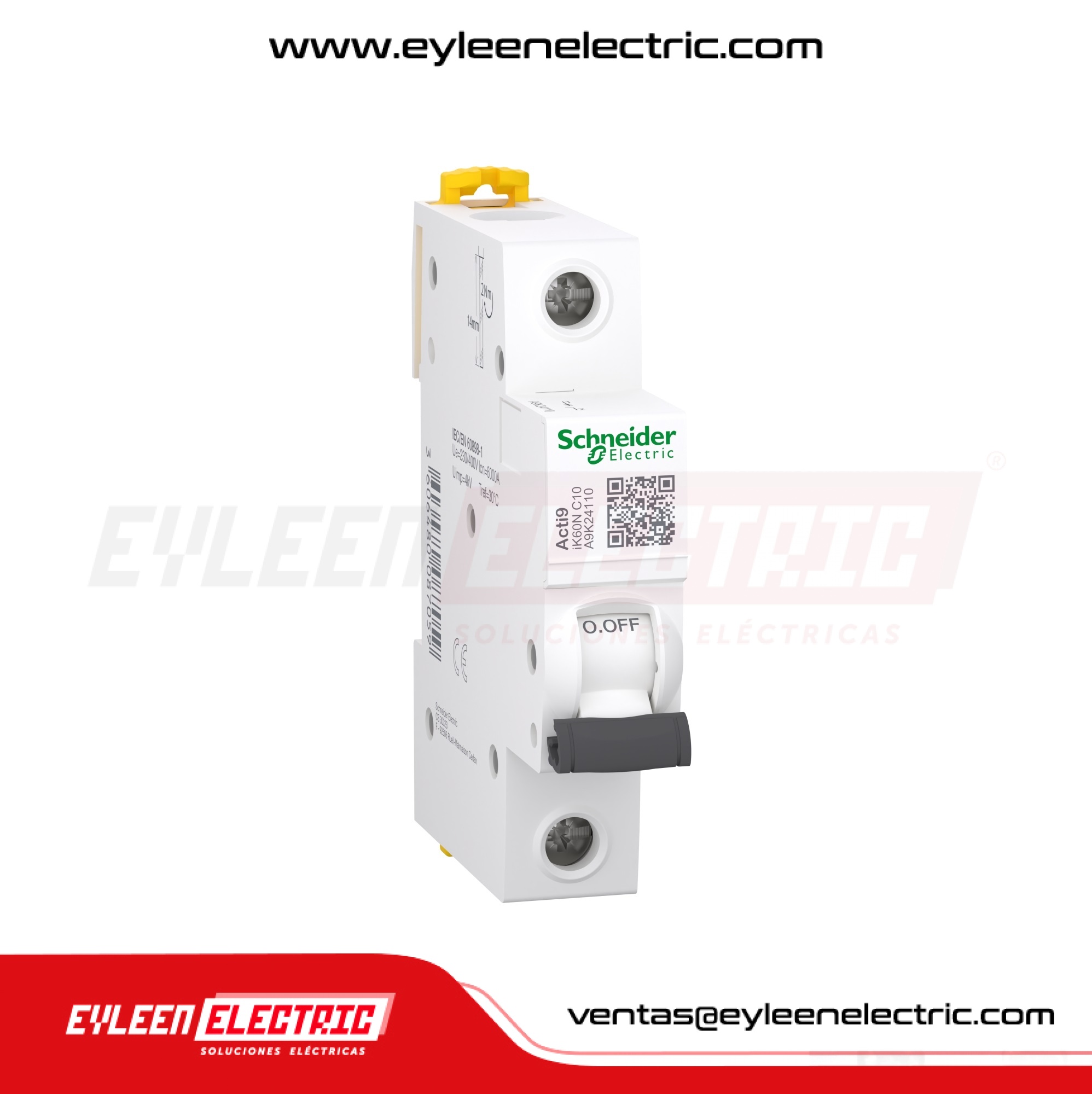 INTERRUPTOR TERMOMAGNETICO RIEL DIN ACTI9 IK60N, 1X16A, 10/5KA, 110/230V, CURVA C