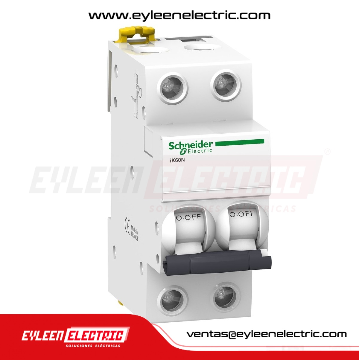INTERRUPTOR TERMOMAGNETICO RIEL DIN ACTI9 IK60N, 2X40A, 10/5KA, 110/230V, CURVA C