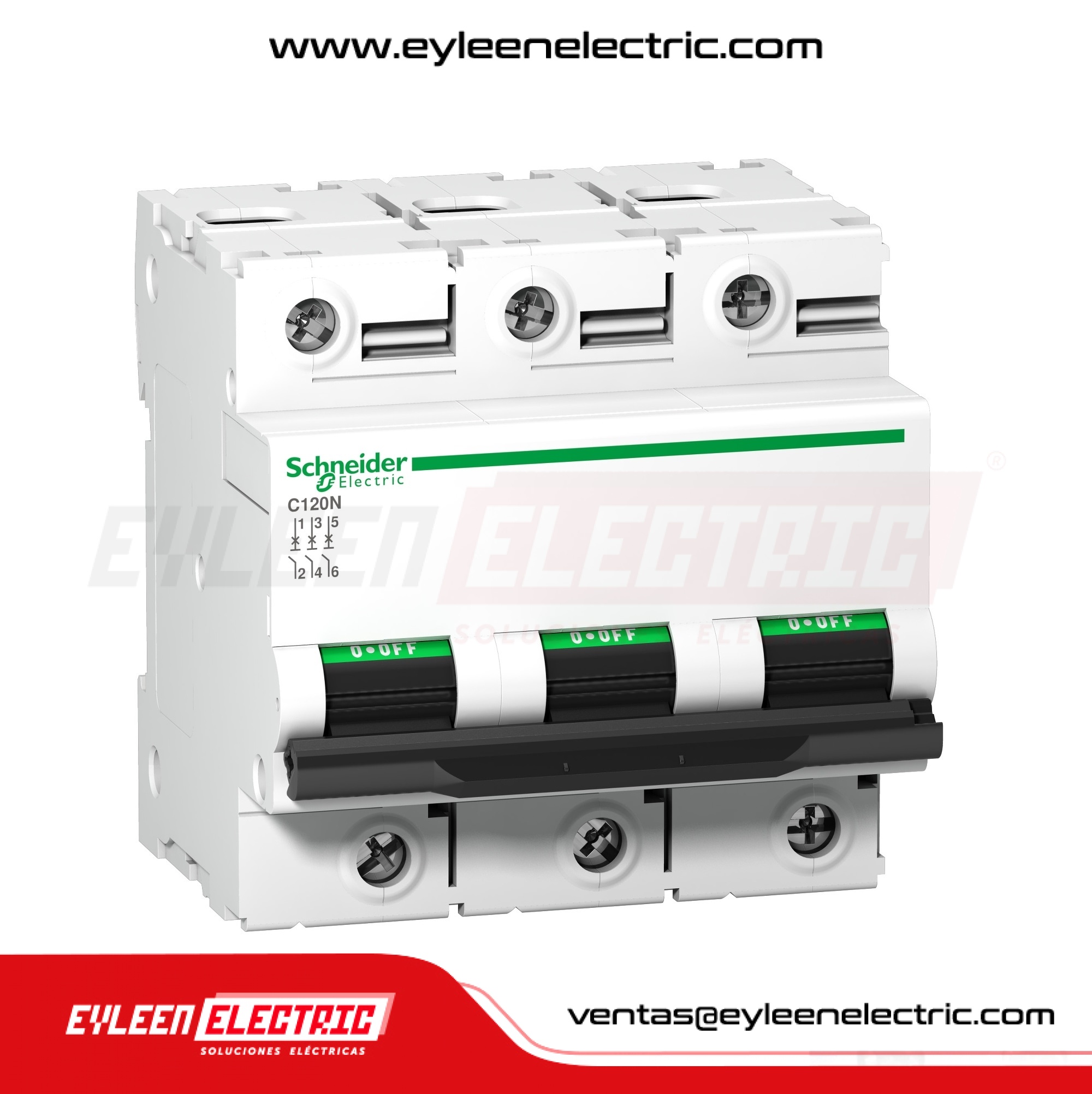 INTERRUPTOR TERMOMAGNETICO RIEL DIN ACTI9 C120N, 3X100A, 20/10/6kA, 230/400/440VAC, CURVA C