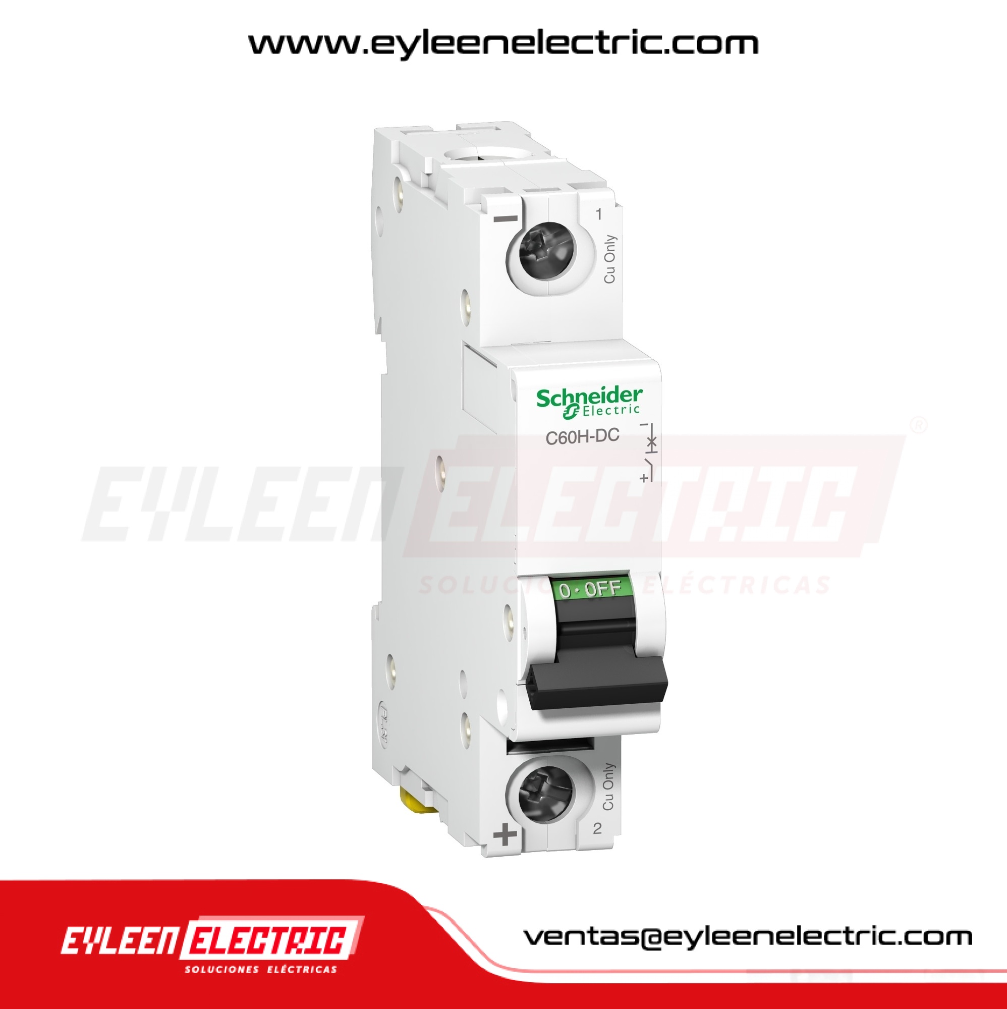 INTERRUPTOR TERMOMAGNETICO RIEL DIN ACTI9 C60H-DC, 1X16A, 20/10/6kA, 110/220/250/VDC, CURVA C