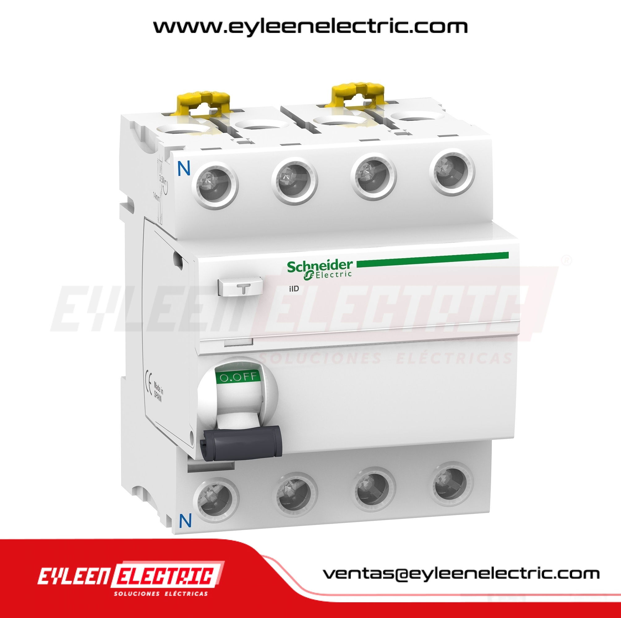 INTERRUPTOR DIFERENCIAL RIEL DIN ACTI9 iIDsi, 4X40A, 30mA, CLASE A-SI